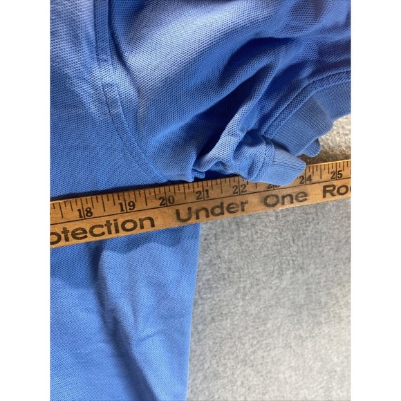 TOMMY HILFIGER Men M Solid Blue POLO SHIRT 1/4 Button Collared Logo Breathable - Picture 3 of 5